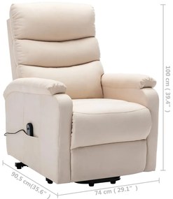 vidaXL Πολυθρόνα με Ανύψωση Κρεμ Υφασμάτινη