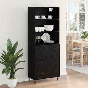 vidaXL Highboard με συρτάρι 2 pcs Μαύρη Οξυά Επεξεργασμένο ξύλο