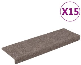 vidaXL Πατάκια Σκάλας 15 τεμ. Κρεμ 65x21x4 εκ. Βελονιασμένο Ύφασμα