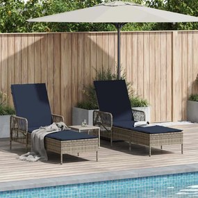 vidaXL Ξαπλώστρα 3 pcs Γκρι και Navy Blue 200 x 55 x 92 εκ.