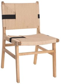 Καρέκλα Rubberwood HM9323.01 50x60x88cm Με Σχοινί Rustic Natural Ξύλο,Σχοινί