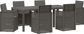 vidaXL Σέτ φαγητού για κήπο 7 pcs Ανοιχτό Γκρι και Ανθρακί PP
