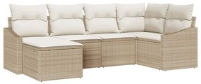 vidaXL Σετ Καναπέ με μαξιλάρι 6 pcs Μπεζ συνθετικό ρατάν