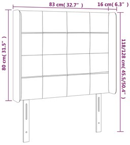 vidaXL Κεφαλάρι Κρεβατιού LED Σκούρο Μπλε 83x16x118/128εκ. Βελούδινο