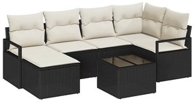 vidaXL Σετ Καναπέ Κήπου 7 pcs Καφέ, Κρέμα Πολυ rattan, βαμμένο ατσάλι