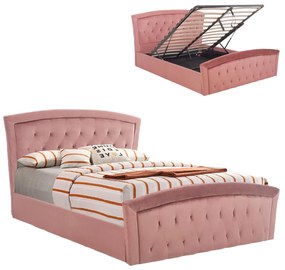 BED ODELIA VELVET DUSTY PINK WITH STORAGE  185x212x113 cm.