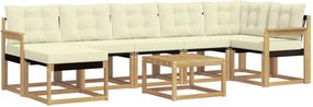 vidaXL Σειρά Καναπέ Εξωτερικού με μαξιλάρι 8 pcs Λευκό και Κρεμ