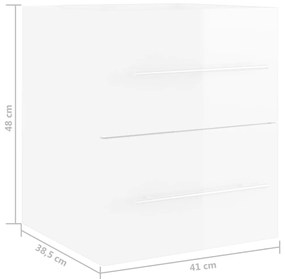 Ντουλάπι Νιπτήρα Γυαλιστερό Λευκό 41x38,5x48 εκ. από Επεξ. Ξύλο - Λευκό