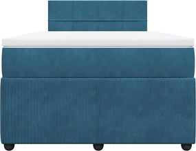 vidaXL Κρεβάτι Boxspring με Στρώμα Μπλε 120x190 εκ. Βελούδινο