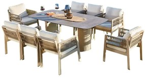 Τραπεζαρία Κήπου Toscana (Σετ 9Τμχ) 561CLR1314 Beige 8 Θέσεων