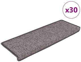 vidaXL Πατάκια Σκάλας Αυτοκόλ. 30 τεμ. Όψη Σιζάλ Γκρι/Μπεζ 65x21x4 εκ.