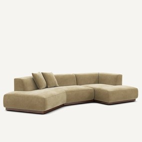 Ανοιχτός γωνιακός καναπές δεξιός σε βελούδο stonewashed, JACOPO