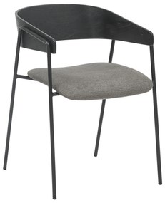 DINING CHAIR KORIN  METAL &amp; PLYWOOD IN BLACK-GREY FABRIC 54x51x72,5Hcm.