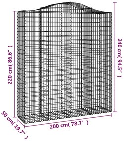 vidaXL Συρματοκιβώτια Τοξωτά 2 τεμ. 200x50x220/240 εκ. Γαλβαν. Ατσάλι