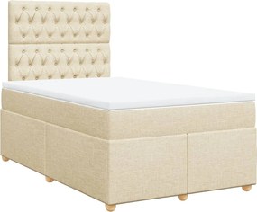vidaXL Κρεβάτι Boxspring με Στρώμα Κρεμ 120x200 εκ. Υφασμάτινο