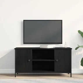 vidaXL Ράφι Τηλεόρασης Μαύρο Δρύινο 100x40x50 εκ. Κατασκευασμένο από Ξύλο και Χάλυβα