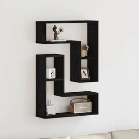 vidaXL Ράφια 2 τμχ Μαύρη Δρυς 50x15x85 εκ Φτιαγμένο από Ξύλο