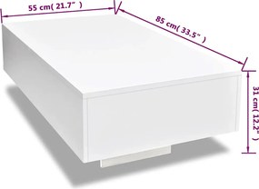 vidaXL Τραπεζάκι Σαλονιού Γυαλιστερό Λευκό