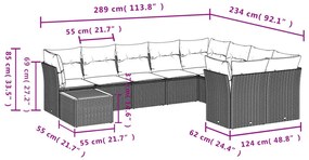 vidaXL Σαλόνι Κήπου 10 Τεμαχίων Γκρι από Συνθετικό Ρατάν με Μαξιλάρια