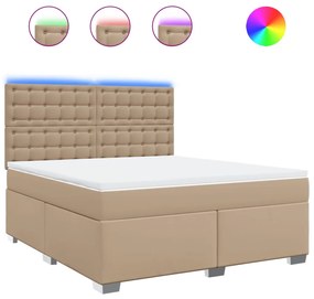 vidaXL Κρεβάτι Boxspring με Στρώμα Καπουτσίνο 180x200 εκ. Συνθ. Δέρμα