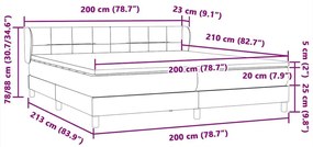 Box Spring Κρεβάτι με στρώματα Μαύρο 200x210 cm Βελούδινο - Μαύρο