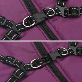 vidaXL Μπουφάν Σκύλου με ιμάντα Μοβ 4XL Φλις και Πολυεστέρας