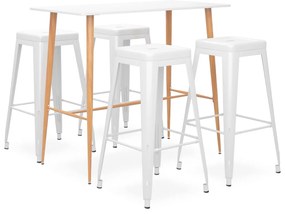 vidaXL Σετ Επίπλων Μπαρ 5 Τεμαχίων Λευκό