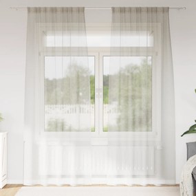 vidaXL Κουρτίνες με κουρτίνες 2 pcs Κρεμ 140 x 225 cm Πολυεστέρας