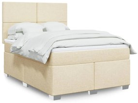 vidaXL Κρεβάτι Boxspring με Στρώμα Κρεμ 160x200 εκ. Υφασμάτινο