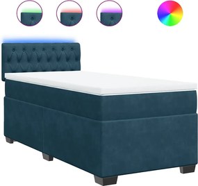 vidaXL Κρεβάτι Boxspring με Στρώμα Μπλε 100x200 εκ. Βελούδινο