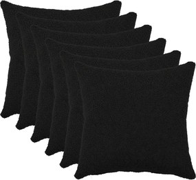 vidaXL Κάλυμμα Μαξιλαριού 6 pcs HEERLEN Μαύρο 30 x 30 cm Μπουκλέ