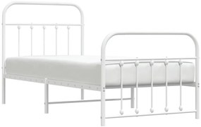 vidaXL Πλαίσιο Κρεβατιού με Κεφαλάρι/Ποδαρικό Λευκό 90x190 εκ. Μέταλλο