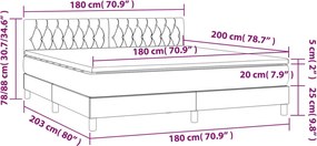 vidaXL Κρεβάτι Boxspring με Στρώμα Μαύρο 180x200 εκ. Υφασμάτινο