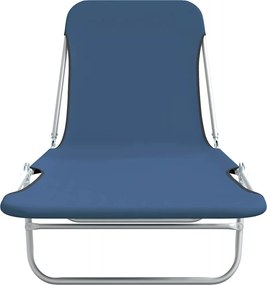 vidaXL Ξαπλώστρες Πτυσσόμενες 2 τεμ. Μπλε από Ατσάλι / Ύφασμα