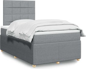 vidaXL Κρεβάτι Boxspring με Στρώμα Ανοιχτό Γκρι 120x200 εκ. Υφασμάτινο