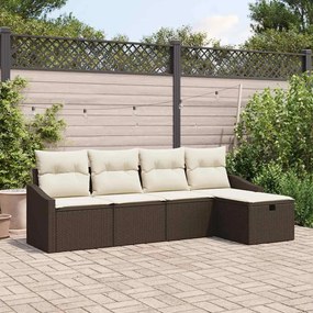 vidaXL Σετ Καναπέ Κήπου 5 pcs Καφέ 233 x 117 x 85 εκ Πολυ ράταν