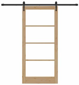 vidaXL Ολισθητή Πόρτα Χειροκίνητος Καφέ 93 x 202 cm Ξύλο και μέταλλο