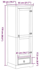 Ντουλάπα Corona 55x50x170 εκ. από Μασίφ Ξύλο Πεύκου - Καφέ