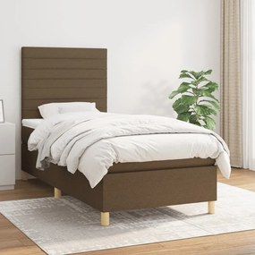 ΚΡΕΒΑΤΙ BOXSPRING ΜΕ ΣΤΡΩΜΑ ΣΚΟΥΡΟ ΚΑΦΕ 100X200 ΕΚ. ΥΦΑΣΜΑΤΙΝΟ 3142396