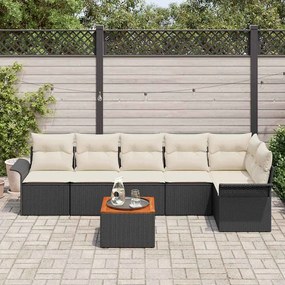 vidaXL Σετ Καναπέ Κήπου με μαξιλάρι 7 pcs Μαύρο, Κρέμα 55 x 55 x 37 εκ