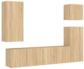 vidaXL Έπιπλα Τηλεόρασης Τοίχου 5 τεμ. Sonoma Δρυς από Επεξ. Ξύλο