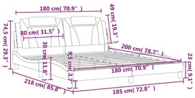 Πλαίσιο Κρεβατιού με Κεφαλάρι Γκρι 180x200 εκ. Συνθετικό Δέρμα - Γκρι