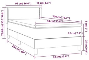 Κρεβάτι Boxspring με Στρώμα Σκούρο Πράσινο 90x200 εκ. Βελούδινο - Πράσινο