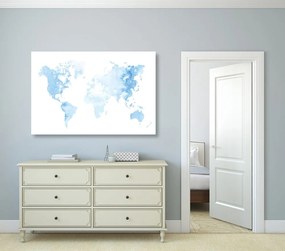 Εικόνα στον παγκόσμιο χάρτη ακουαρέλας από φελλό σε γαλάζιο χρώμα - 90x60  place