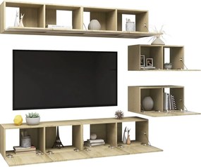 vidaXL Έπιπλα Τηλεόρασης Σετ 6 Τεμαχίων Sonoma Δρυς από Επεξ. Ξύλο