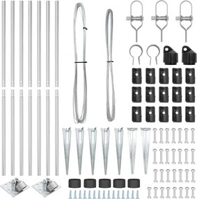 vidaXL Στύλος Περιφράξεων 7 pcs Ασημί Ατσάλι