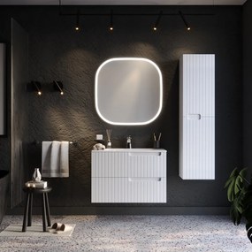 Martin Enza 80 White Matt  MDF - Πάγκος με Νιπτήρα &amp; Καθρέπτη