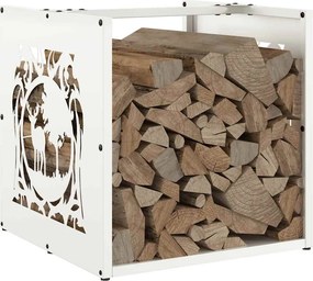 vidaXL Ράφι Καυσόξυλων Λευκό 40x40x40 εκ. Χάλυβας ψυχρής έλασης