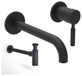 La Torre New Tech Black Matt 12208-400 Μπαταρία Νιπτήρος Εντοιχισμού 2 Οπών+Σιφών