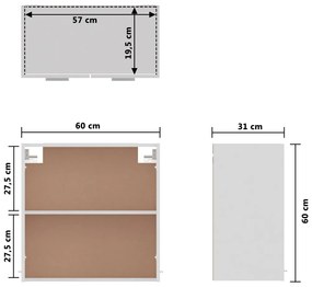 Ντουλάπι Κρεμαστό Λευκό 60 x 31 x 60 εκ. από Επεξ. Ξύλο - Λευκό